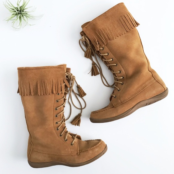 Ll Bean Suede Shearling Tall Fringe 